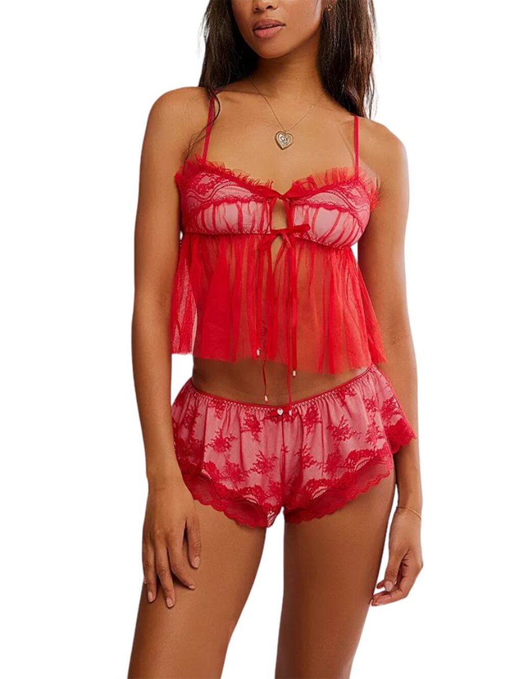 Free People Nightcall Boudoir Set Lux Red